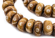 Brown Criss Cross Eye Carved Bone Beads (Large) - The Bead Chest