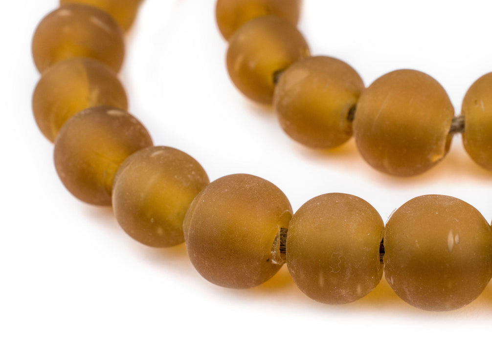 Amber Frosted Sea Glass Beads (14mm) - The Bead Chest