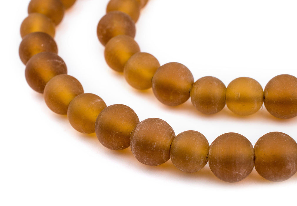 Amber Frosted Sea Glass Beads (11mm) - The Bead Chest