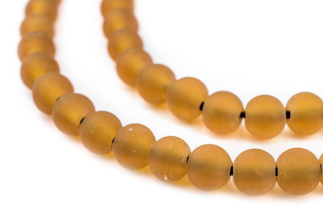 Amber Frosted Sea Glass Beads (7mm) - The Bead Chest