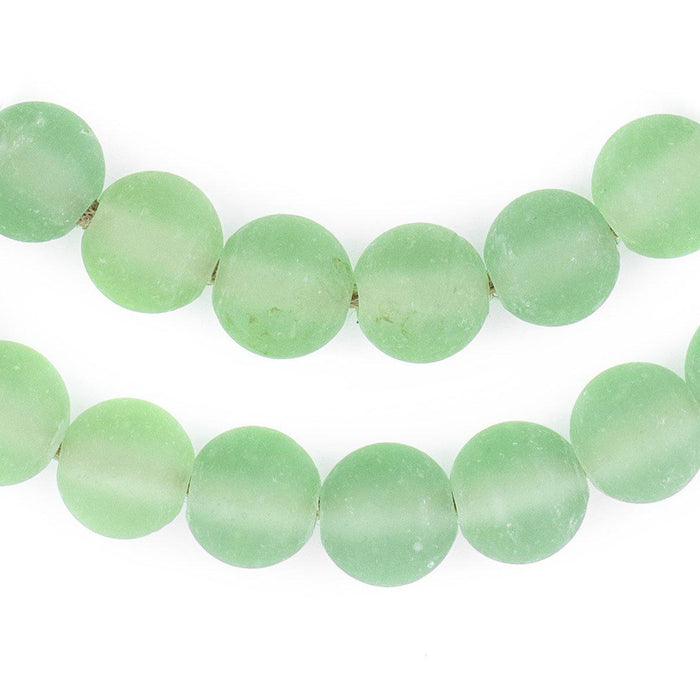 Green Frosted Sea Glass Beads (11mm) - The Bead Chest
