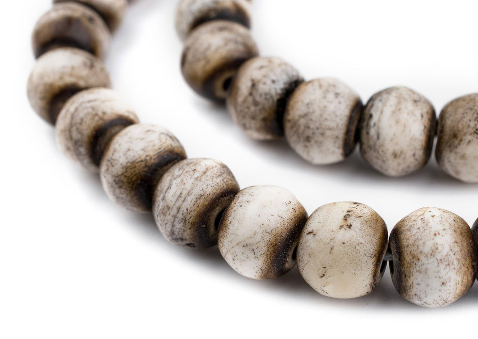 Grey Round Bone Beads (12mm) - The Bead Chest