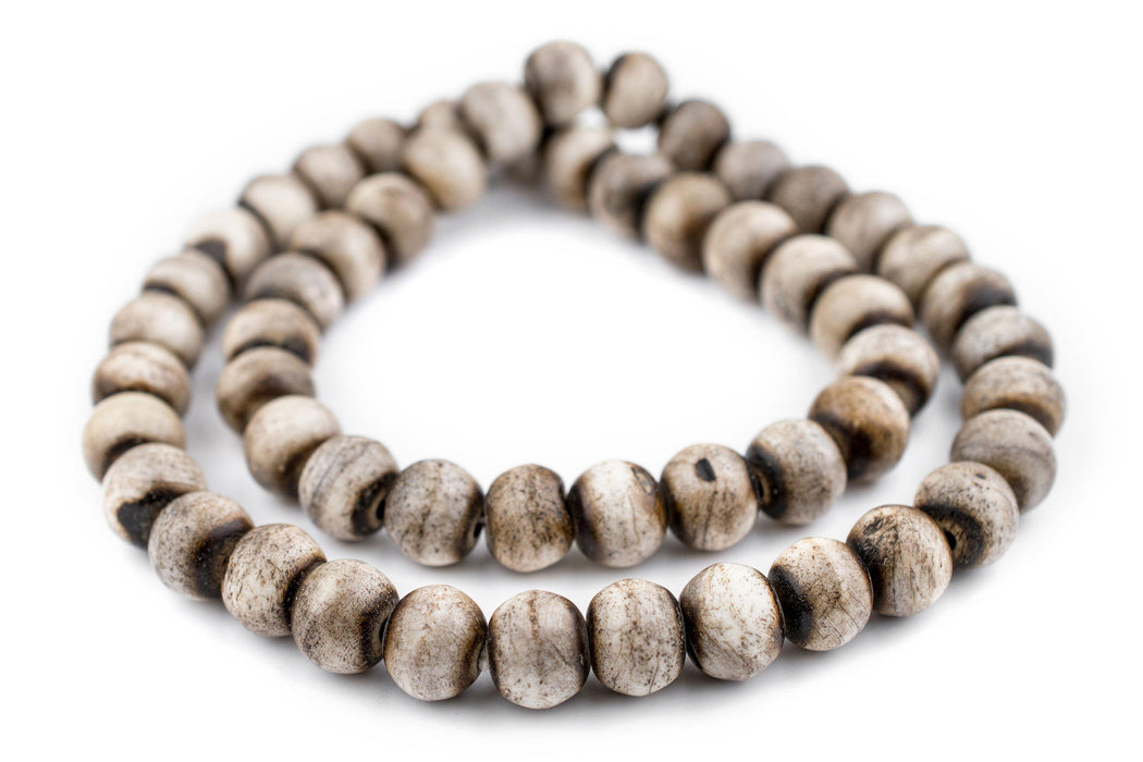 Grey Round Bone Beads (14mm) - The Bead Chest