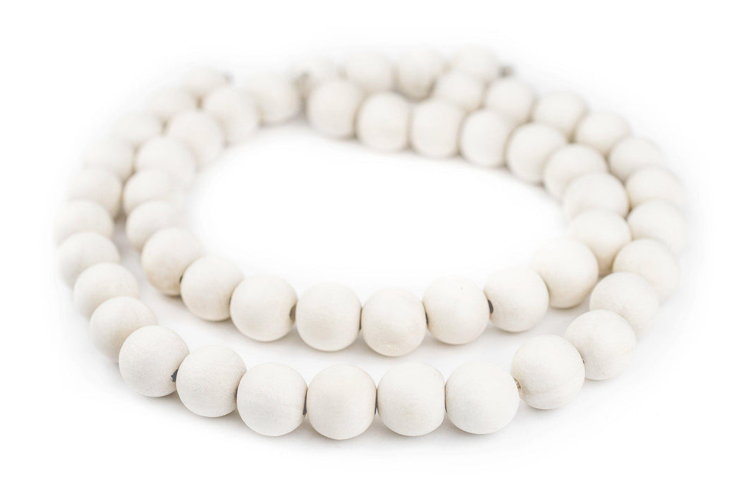 White Natural Wood Beads (16mm) - The Bead Chest