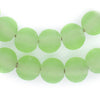 Green Frosted Sea Glass Beads (14mm)