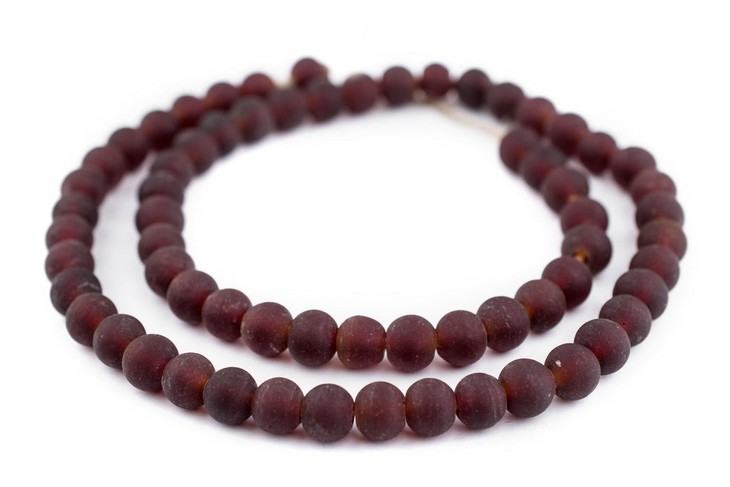 Dark Brown Frosted Sea Glass Beads (9mm) - The Bead Chest