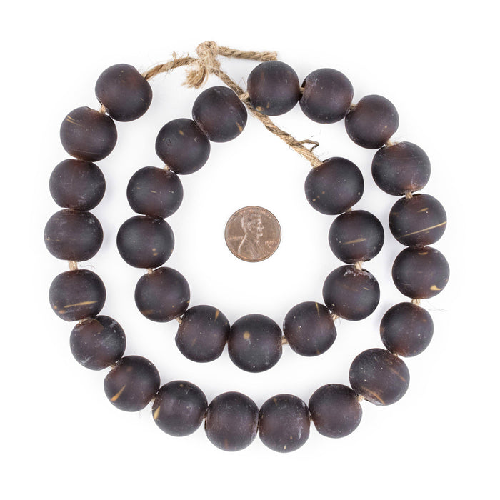 Dark Brown Frosted Sea Glass Beads (18mm) - The Bead Chest