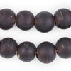 Dark Brown Frosted Sea Glass Beads (18mm)