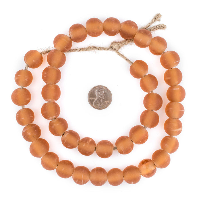 Orange Frosted Sea Glass Beads (14mm) - The Bead Chest