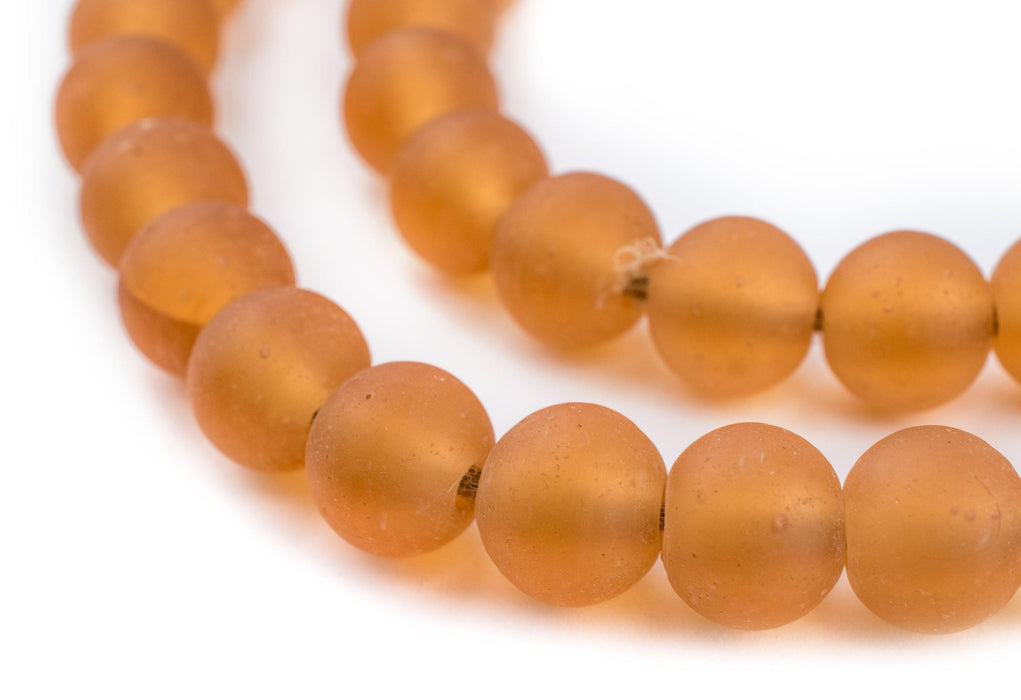 Orange Frosted Sea Glass Beads (11mm) - The Bead Chest