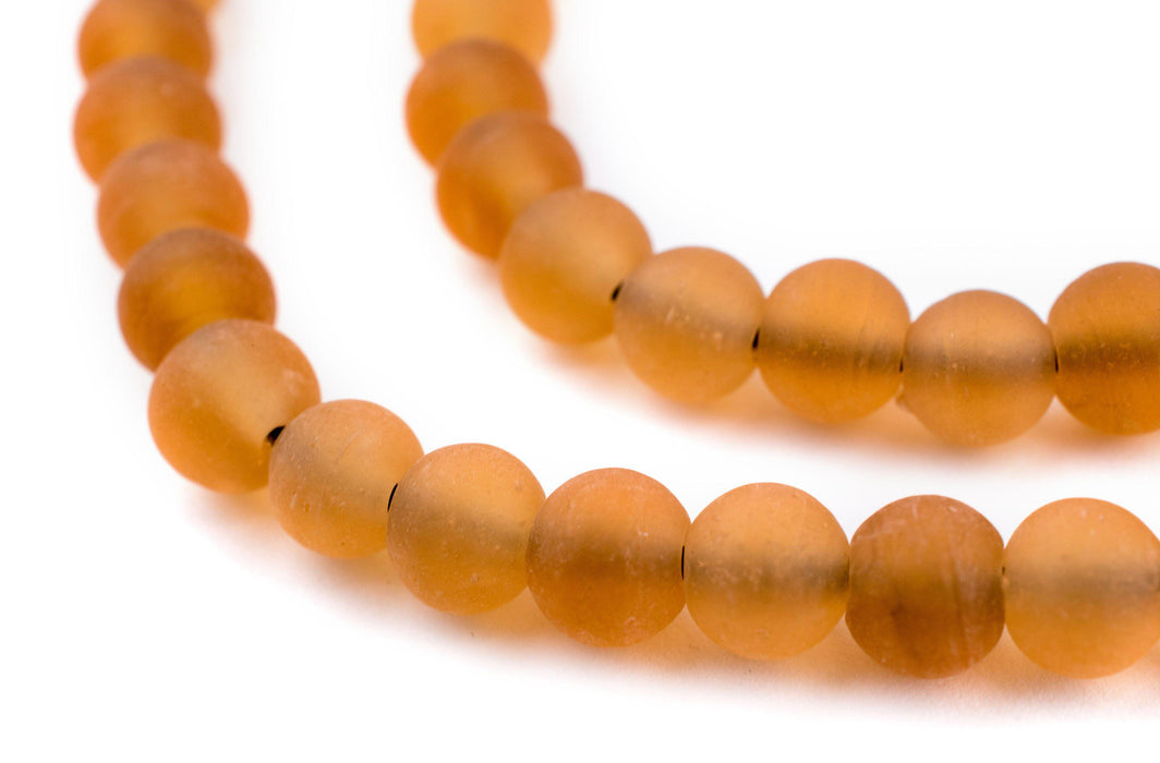 Orange Frosted Sea Glass Beads (7mm) - The Bead Chest
