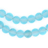 Dark Clear Marine Frosted Sea Glass Beads (9mm)