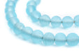Dark Clear Marine Frosted Sea Glass Beads (9mm) - The Bead Chest