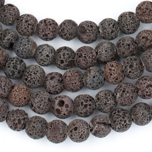 Rustic Brown Round Volcanic Lava Beads (8mm) - The Bead Chest
