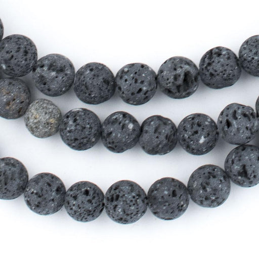 Thebeadchest Grey Volcanic Lava Beads (8mm): Organic Gemstone Round Spherical Energy Stone Healing Power Crystal for Jewelry Bracelet Mala Necklace