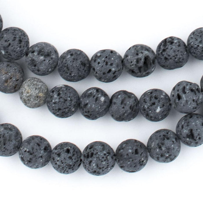 Grey Volcanic Lava Beads (8mm) - The Bead Chest