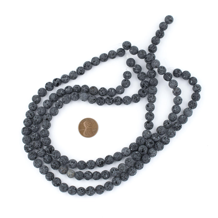 Grey Volcanic Lava Beads (8mm) - The Bead Chest