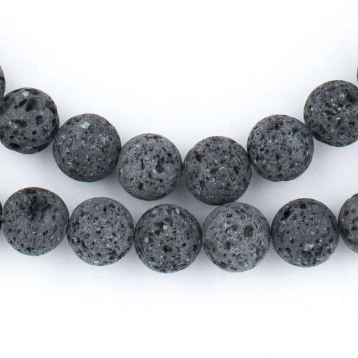 Thebeadchest Grey Volcanic Lava Beads (10mm): Organic Gemstone Round Spherical Energy Stone Healing Power Crystal for Jewelry Bracelet Mala Necklace