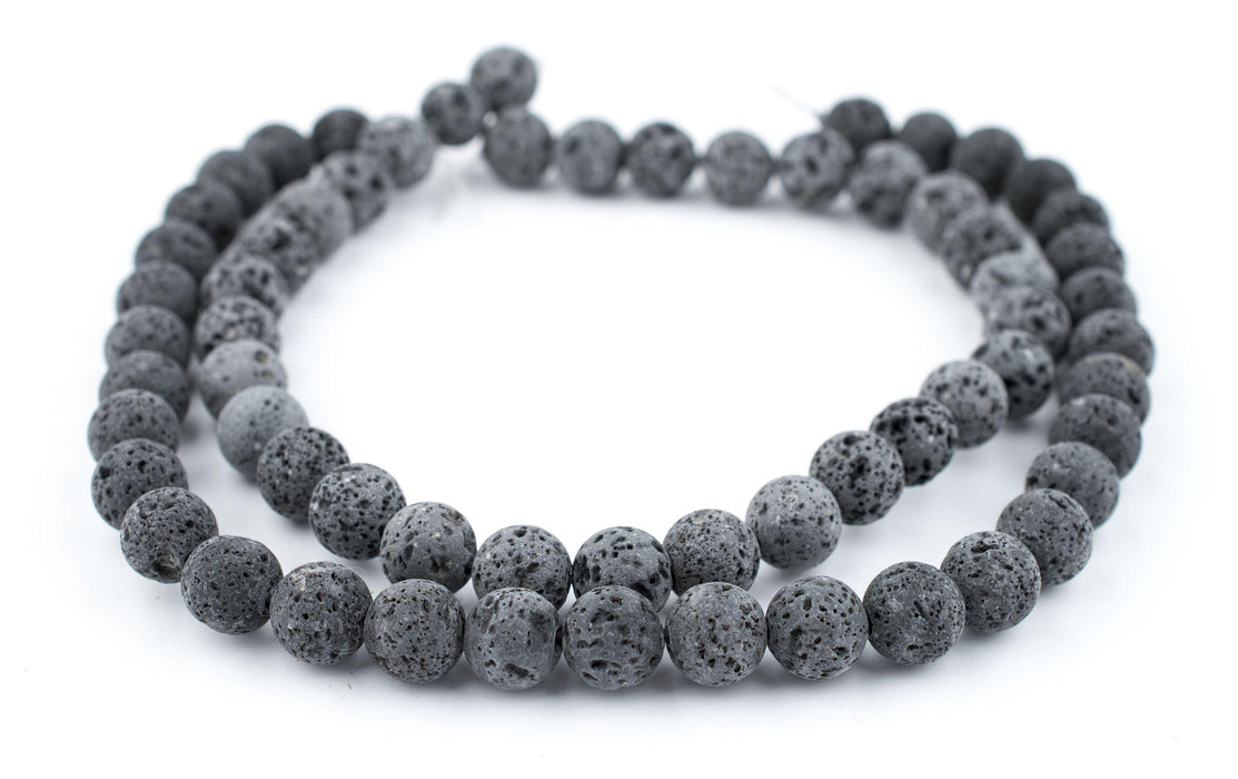 Grey Volcanic Lava Beads (12mm) - The Bead Chest