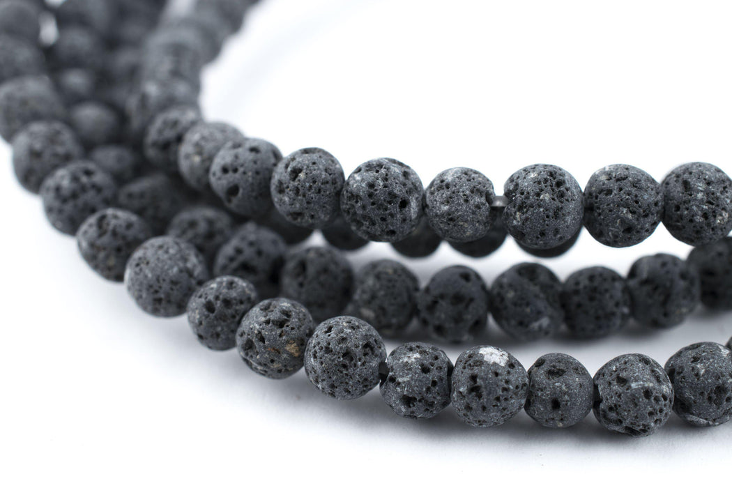 Grey Volcanic Lava Beads (4mm) - The Bead Chest