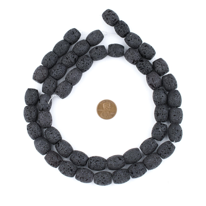 Black Oval Volcanic Lava Beads (15x13mm) - The Bead Chest
