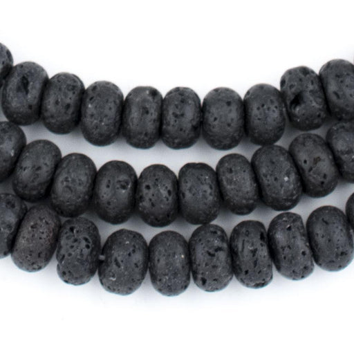 Black Rondelle Volcanic Lava Beads (10mm) - The Bead Chest