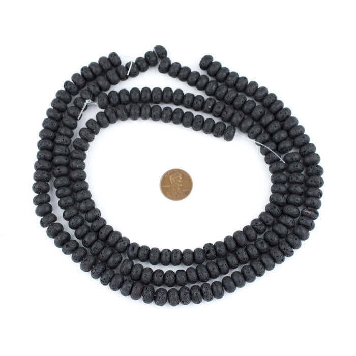 Black Rondelle Volcanic Lava Beads (10mm) - The Bead Chest
