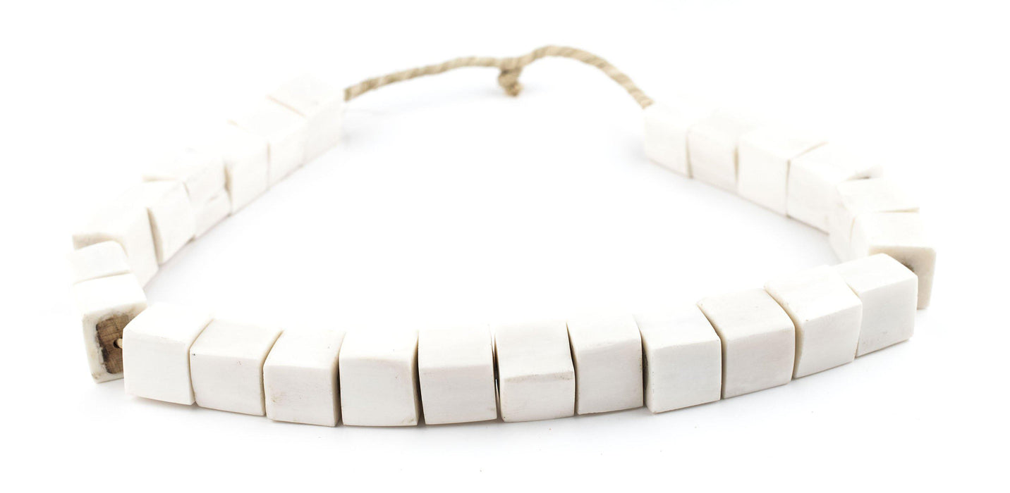 Kenya White Bone Beads (Cube) - The Bead Chest