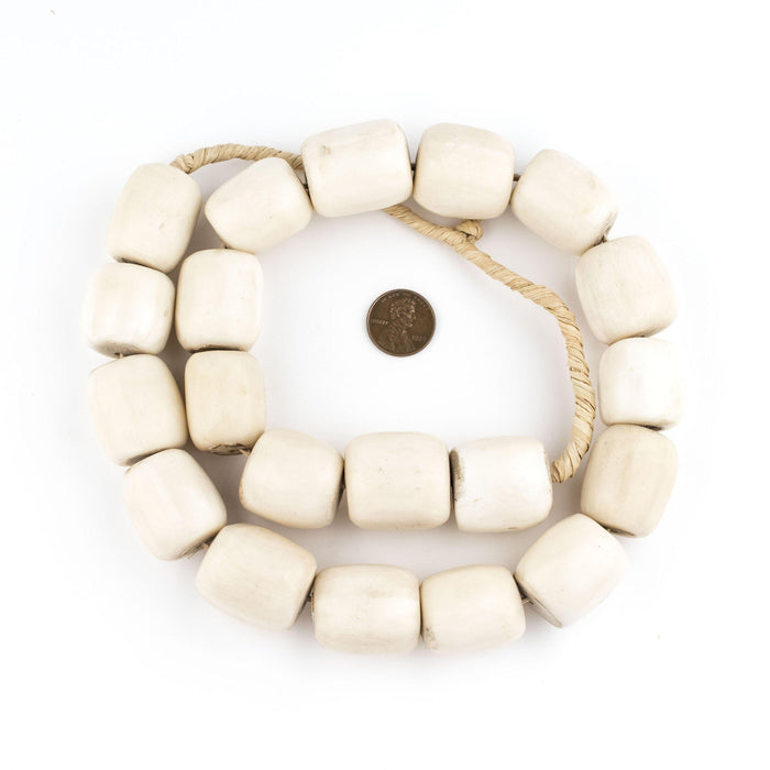 Polished White Bone Beads (Barrel) - The Bead Chest