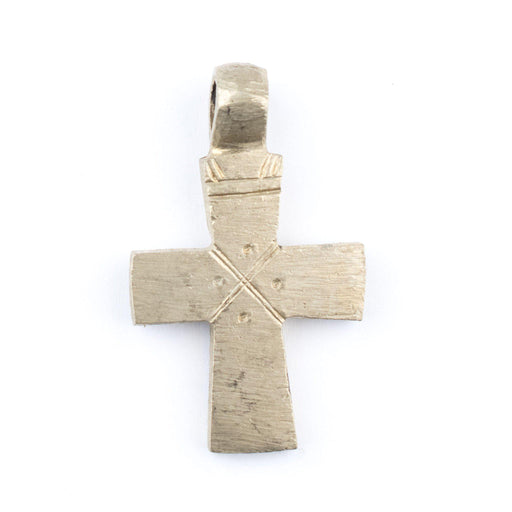 Brass Engraved Ethiopian Cross Pendant (Mini X)