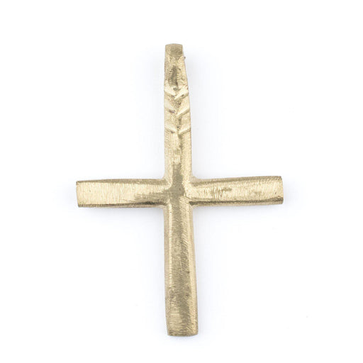 Ridged Brass Ethiopian Cross Pendant (53x44mm)