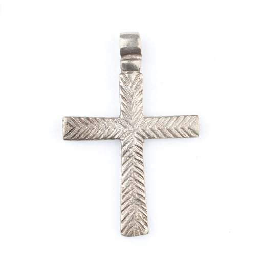Patterned Ethiopian Silver Cross (Floral Design)