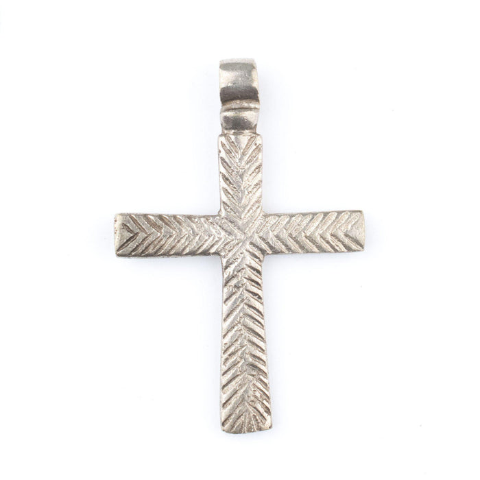Patterned Ethiopian Silver Cross (Floral Design) - The Bead Chest