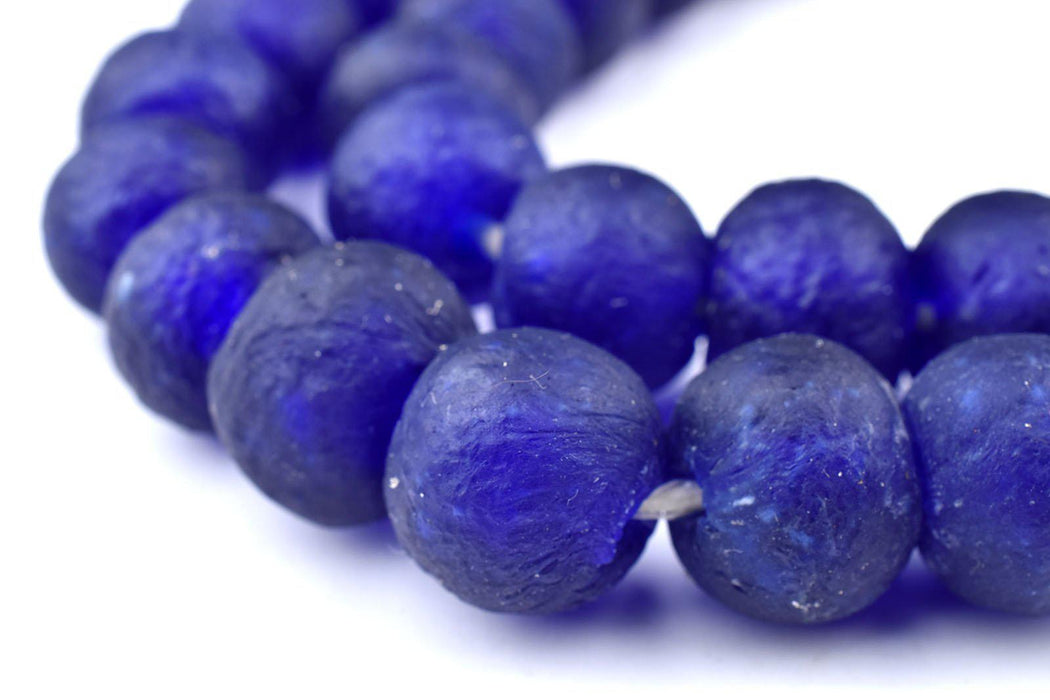 Cobalt Blue Recycled Glass Beads (18mm) - The Bead Chest