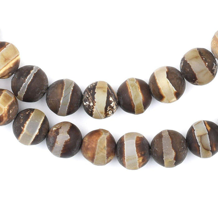 Striped-Sphere Tibetan Agate Beads (8mm) - The Bead Chest