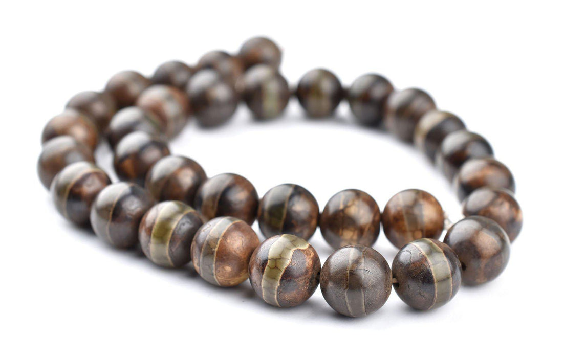 Striped Round Tibetan Agate Beads (12mm) - The Bead Chest