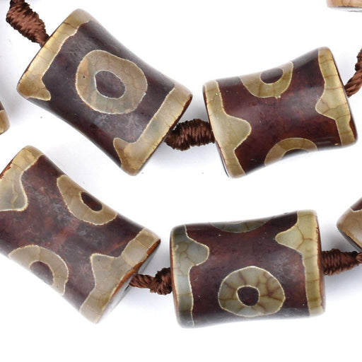 Drum-Shaped Tibetan Agate Beads (22x14mm) - The Bead Chest