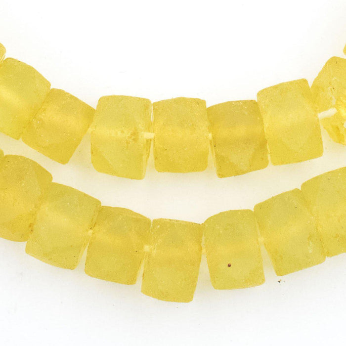 Sunflower Yellow Faceted Recycled Java Sea Glass Beads - The Bead Chest