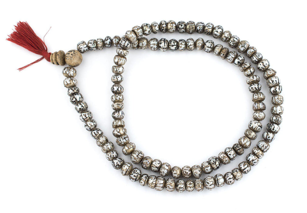 Carved Mother-of-Pearl Shell Prayer Beads (10mm) - The Bead Chest