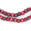 Red Vintage Inlaid Bone Mala Beads (8mm)
