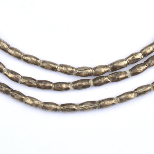 Folded Dark Silver Tube Ethiopian Beads (5x3mm)