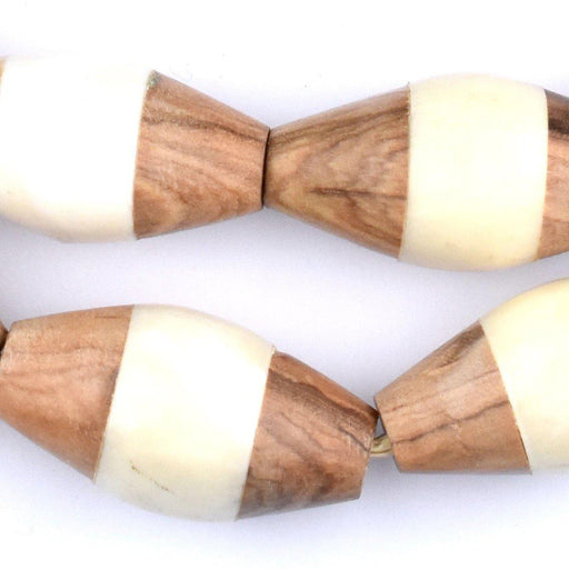 Inlaid Wood and Bone Beads (43x23mm) - The Bead Chest