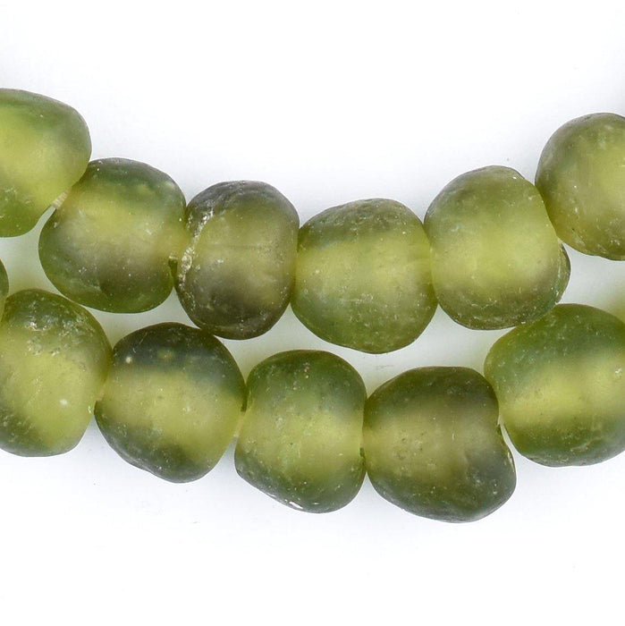 Olive Green Recycled Glass Beads (14mm) - The Bead Chest