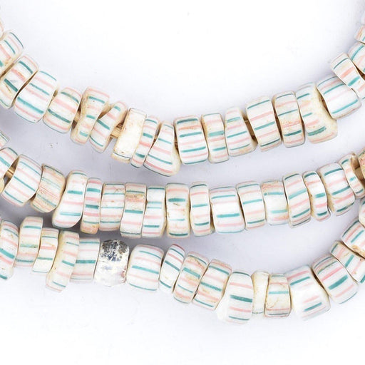 Antique Green & Red Striped Venetian Glass Beads - The Bead Chest