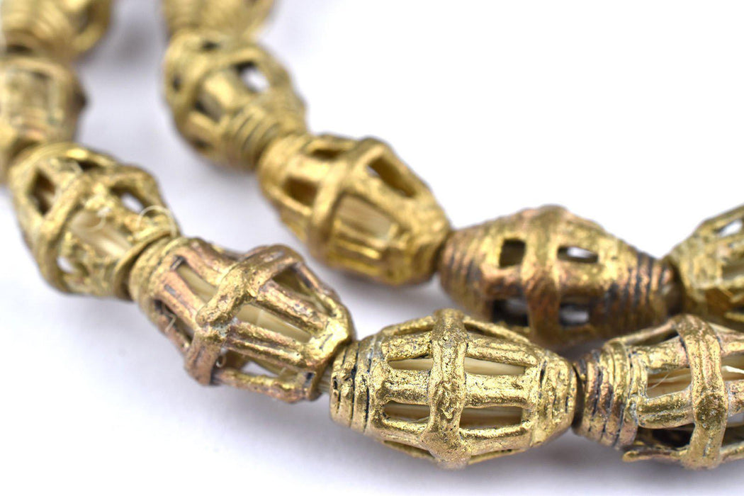 Striated Bicone Brass Filigree Beads (15x11mm) - The Bead Chest
