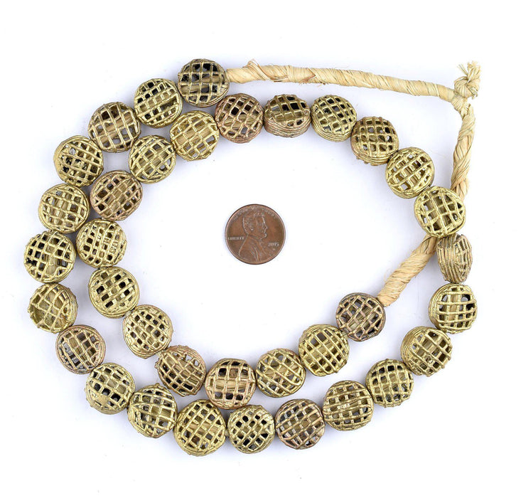 Flat Woven Circle Brass Filigree Beads (16mm) - The Bead Chest