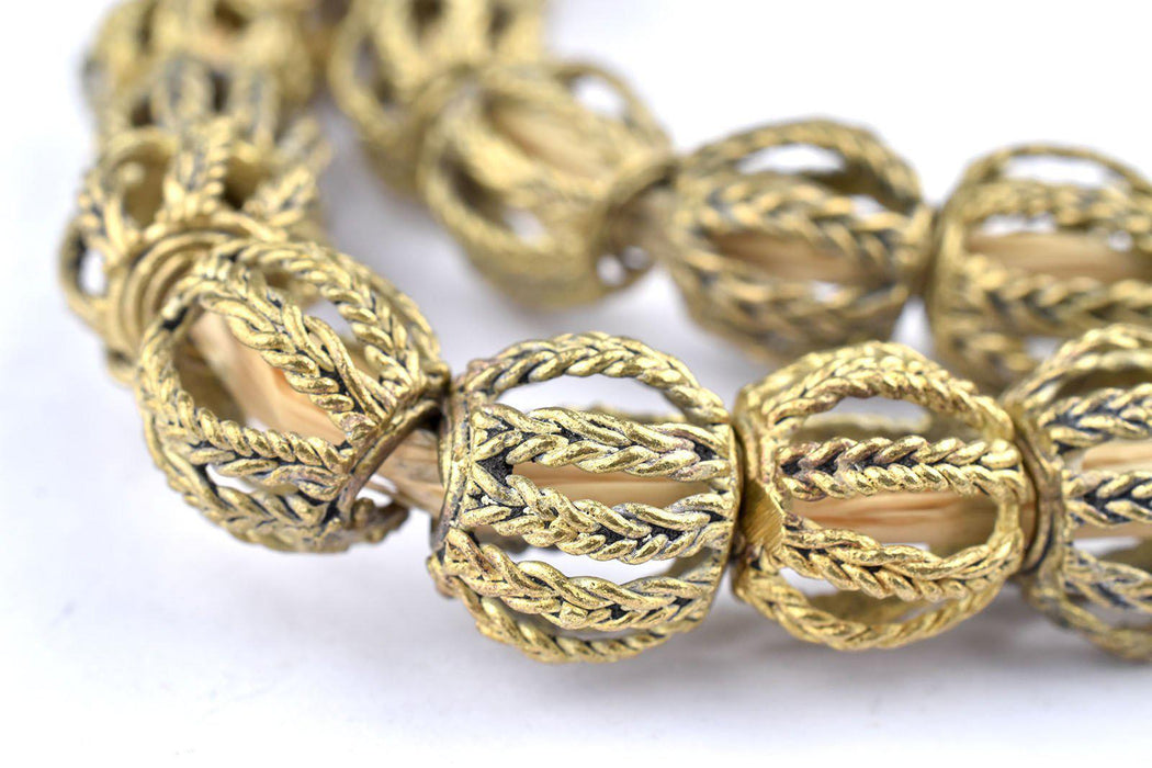 Twisted Cage Brass Filigree Beads (15mm) - The Bead Chest