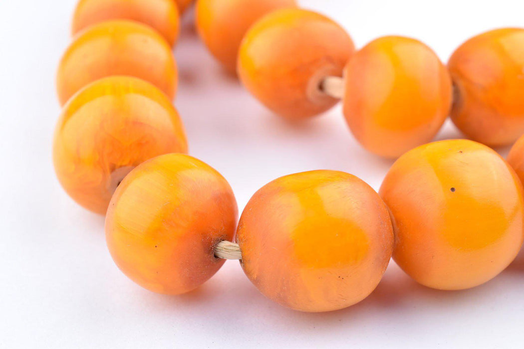 Tangerine Kenya Amber Resin Beads (24mm) - The Bead Chest