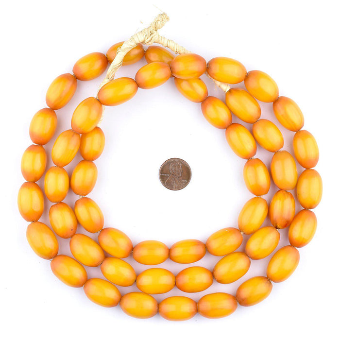 Orange Oval Kenya Amber Resin Beads (Long Strand) - The Bead Chest