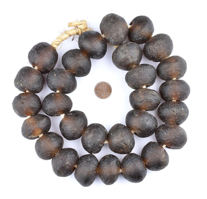 Super Jumbo Root Beer Brown Recycled Glass Beads (34mm) - The Bead Chest